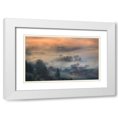 Untitled White Modern Wood Framed Art Print with Double Matting by Rojek, Tomasz