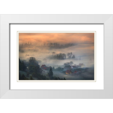 Untitled White Modern Wood Framed Art Print with Double Matting by Rojek, Tomasz