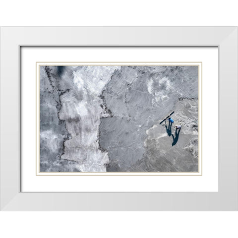 Moons Makers White Modern Wood Framed Art Print with Double Matting by Crocetta, Paolo
