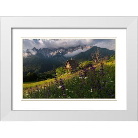 On The Meadows White Modern Wood Framed Art Print with Double Matting by Krivec, Ales