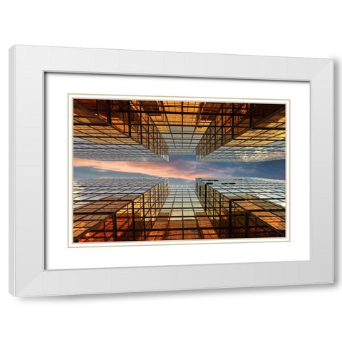 Golden Mirrors White Modern Wood Framed Art Print with Double Matting by Massetti, Fabrizio