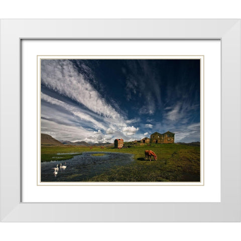 Country Life White Modern Wood Framed Art Print with Double Matting by H. Ingibergsson, Torsteinn
