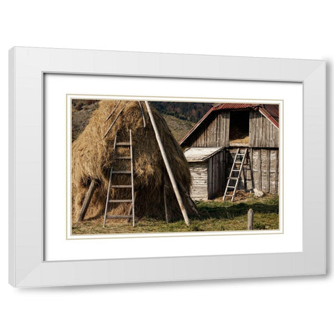 Rural White Modern Wood Framed Art Print with Double Matting by Jo, Madeline