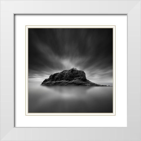 Monemvasia Island White Modern Wood Framed Art Print with Double Matting by Digalakis, George