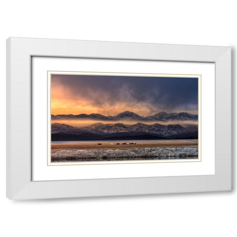 Qinghai (EÂ?Aemm) White Modern Wood Framed Art Print with Double Matting by Deng, Larry