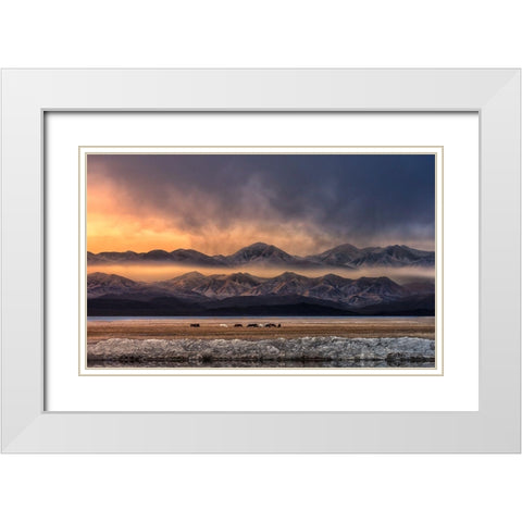 Qinghai (EÂ?Aemm) White Modern Wood Framed Art Print with Double Matting by Deng, Larry