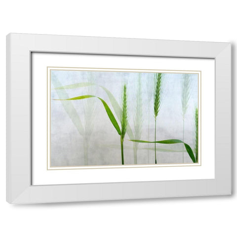 Wavy Green White Modern Wood Framed Art Print with Double Matting by Van Son, Greetje