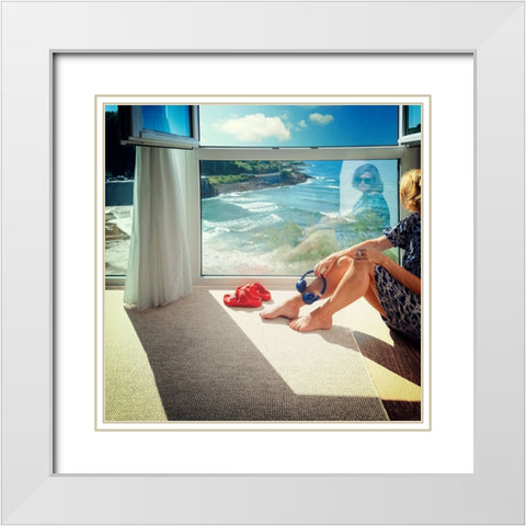 Some Kind Of Blue White Modern Wood Framed Art Print with Double Matting by Ambra