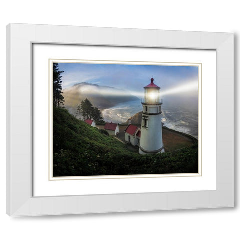 Heceta Head Lighthouse White Modern Wood Framed Art Print with Double Matting by Langager, Ron