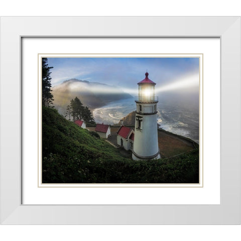 Heceta Head Lighthouse White Modern Wood Framed Art Print with Double Matting by Langager, Ron