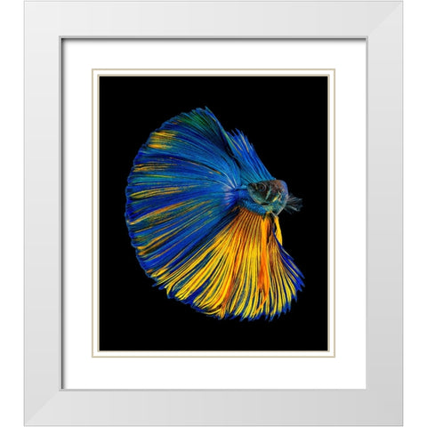 Yellow A Blue White Modern Wood Framed Art Print with Double Matting by Halil, Andi