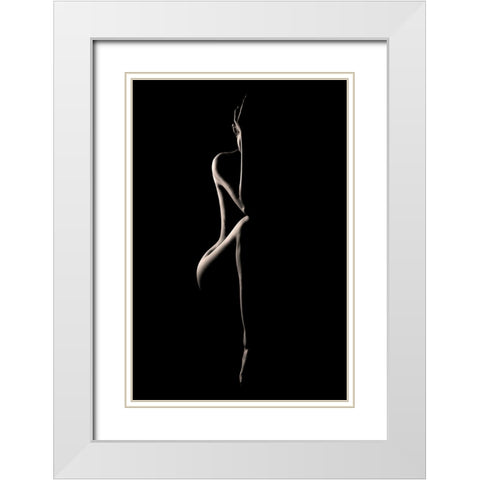 Bodyscape: Crouch White Modern Wood Framed Art Print with Double Matting by Sungkono, Heru