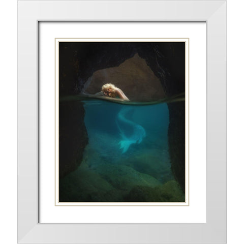 The Rest Of The Mermaid White Modern Wood Framed Art Print with Double Matting by Lazzarotti, Paolo