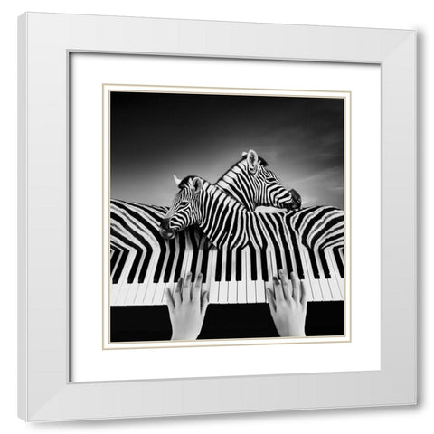 Fantasia White Modern Wood Framed Art Print with Double Matting by XibiaoHuang