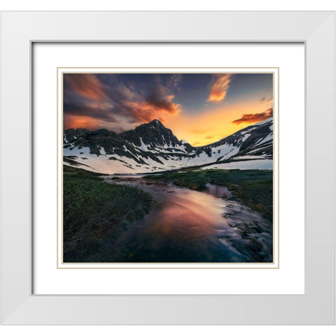Melting White Modern Wood Framed Art Print with Double Matting by Xu, Mei