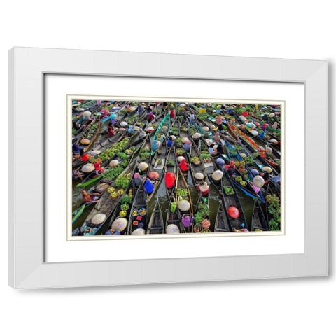 Lokbaintan Floating Market Festival White Modern Wood Framed Art Print with Double Matting by Maududdin, Fauzan