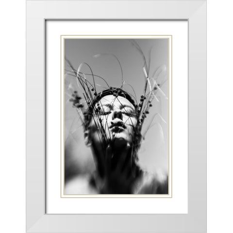 Untitled White Modern Wood Framed Art Print with Double Matting by Bousca, Bogdan
