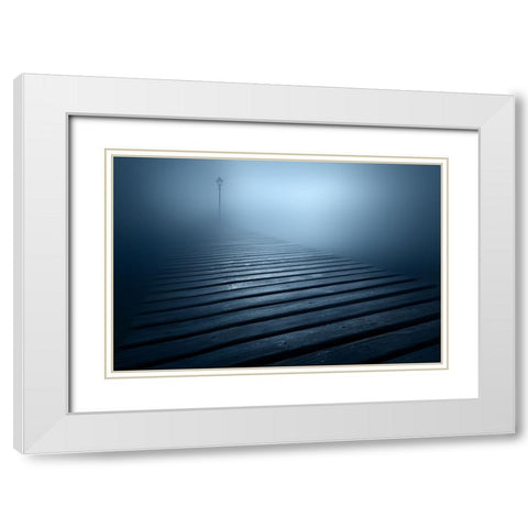 Blue Dream White Modern Wood Framed Art Print with Double Matting by Rebustini, Luca