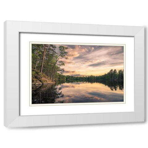 Lake Tarmsjapn-Sweden White Modern Wood Framed Art Print with Double Matting by Lindsten, Christian