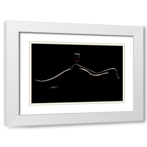 Bodyscape: Wine Tasting White Modern Wood Framed Art Print with Double Matting by Sungkono, Heru