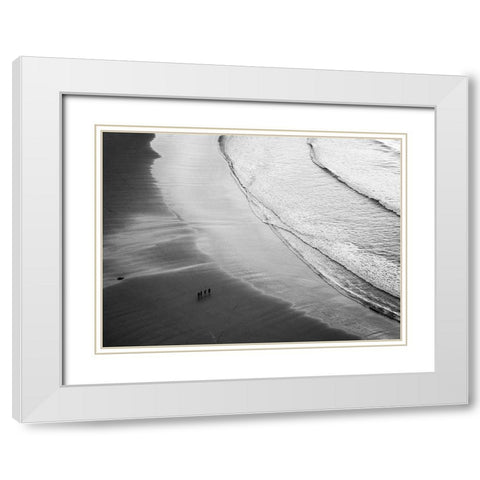 Foursome On The Beach White Modern Wood Framed Art Print with Double Matting by Urrutia, Adolfo