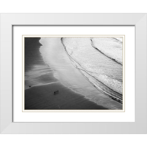 Foursome On The Beach White Modern Wood Framed Art Print with Double Matting by Urrutia, Adolfo