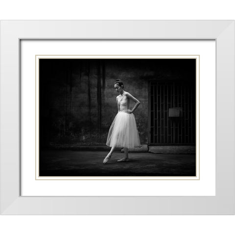 The Girl White Modern Wood Framed Art Print with Double Matting by Z, Bingo