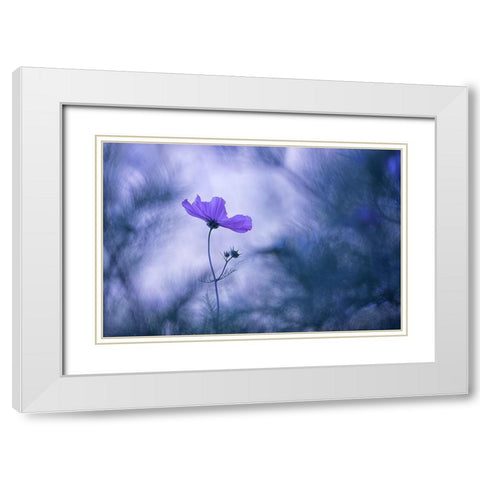 Blue Dream White Modern Wood Framed Art Print with Double Matting by Hullot Scalvenzi, Benjamine