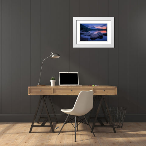 Twilight At Trillium Lake White Modern Wood Framed Art Print with Double Matting by Jacobs, Lydia