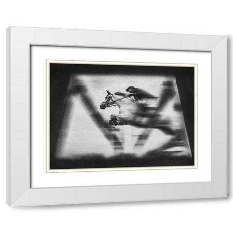 Jump White Modern Wood Framed Art Print with Double Matting by Bunjamin, Antonyus