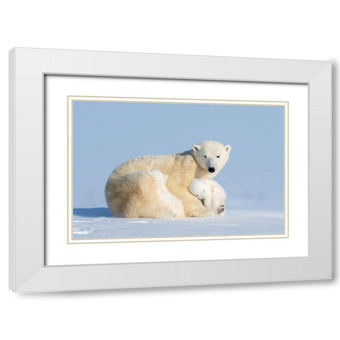 Warm Embrace White Modern Wood Framed Art Print with Double Matting by Hao, Jiang