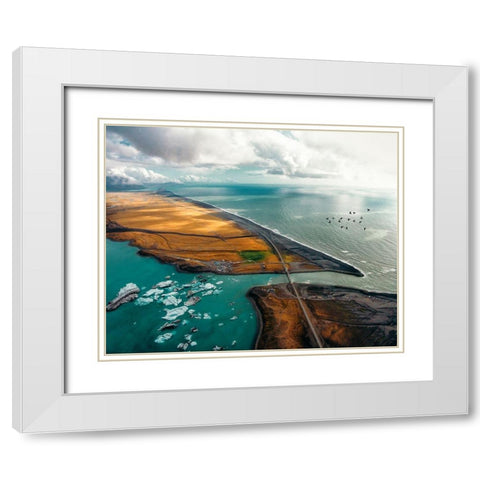 Japkulsairlaandsup3;N From Above White Modern Wood Framed Art Print with Double Matting by Green, Sam