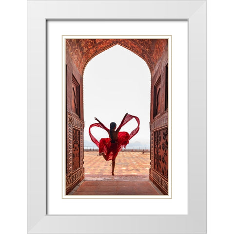 Taj Mahals Heart White Modern Wood Framed Art Print with Double Matting by Jing, Lin