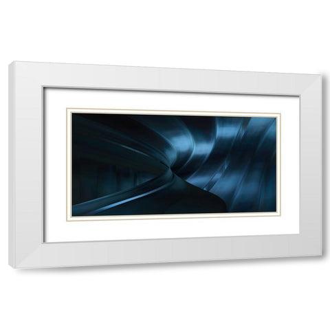 Blue Roller Coaster White Modern Wood Framed Art Print with Double Matting by Claes, Gilbert