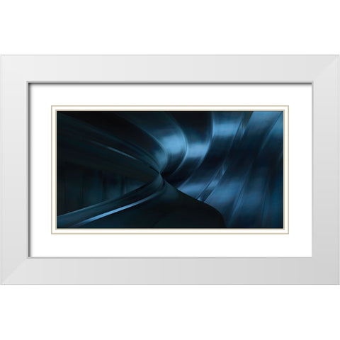 Blue Roller Coaster White Modern Wood Framed Art Print with Double Matting by Claes, Gilbert