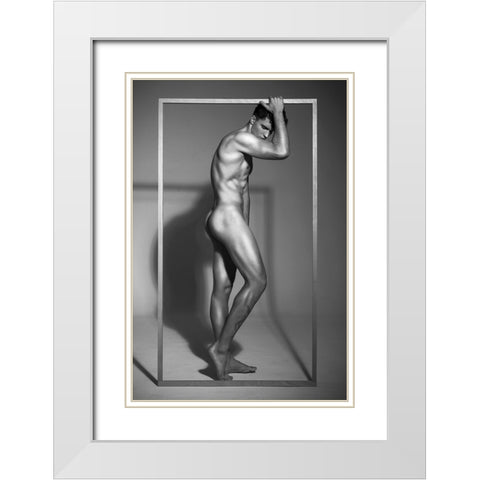 Male15 White Modern Wood Framed Art Print with Double Matting by QYun