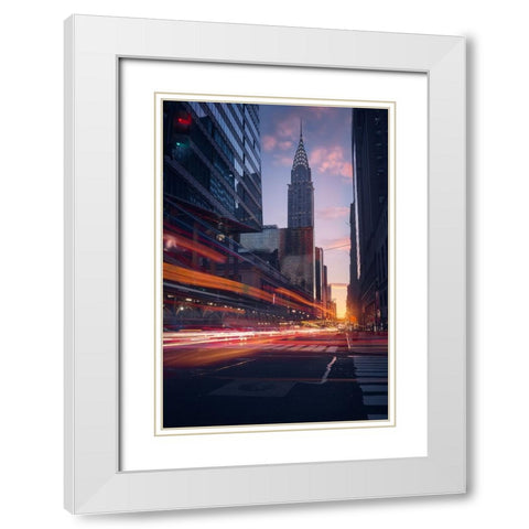 Good Morning Nyc White Modern Wood Framed Art Print with Double Matting by De La, Javier