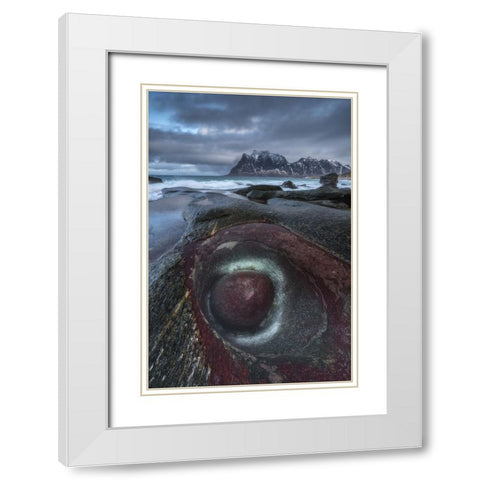 Ojo White Modern Wood Framed Art Print with Double Matting by Gonzalez, Carlos