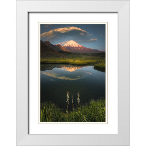 Gods Hand On Mount Damavand White Modern Wood Framed Art Print with Double Matting by Behzad, Majid