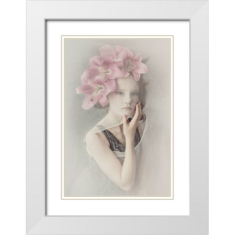 Mystery Girl White Modern Wood Framed Art Print with Double Matting by Kayen-Mouthaan, Carola