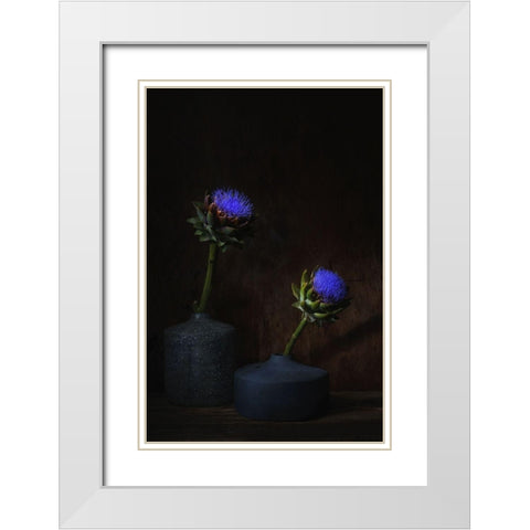 Electric Blue. White Modern Wood Framed Art Print with Double Matting by Dingemans, Saskia