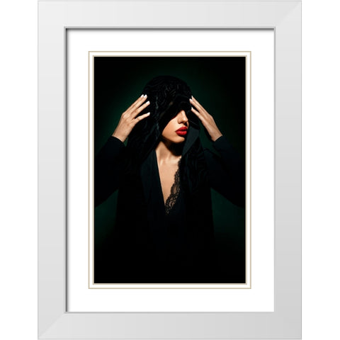 Covert II White Modern Wood Framed Art Print with Double Matting by Niksefat Zendehdel, Akram