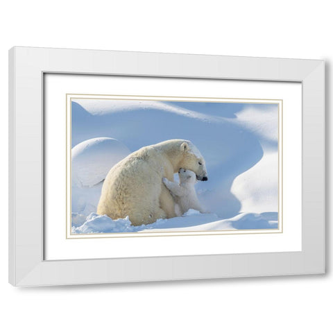 Hug White Modern Wood Framed Art Print with Double Matting by Hao, Jiang