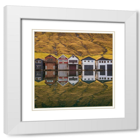 Fishing Huts White Modern Wood Framed Art Print with Double Matting by Santos, Carlos Grury
