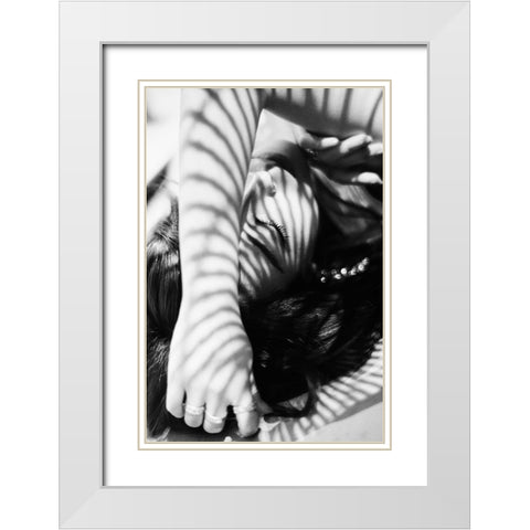 Hase White Modern Wood Framed Art Print with Double Matting by Washimi, Masatoshi
