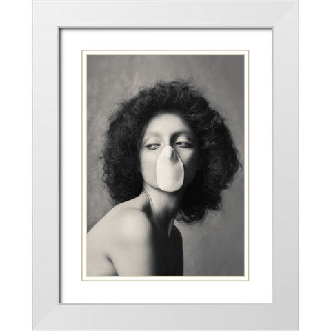 La Scapigliata White Modern Wood Framed Art Print with Double Matting by Naderi, Peyman