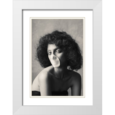 La Scapigliata White Modern Wood Framed Art Print with Double Matting by Naderi, Peyman