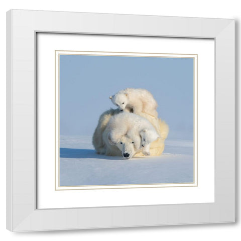 Patient Mom White Modern Wood Framed Art Print with Double Matting by Hao Jiang,