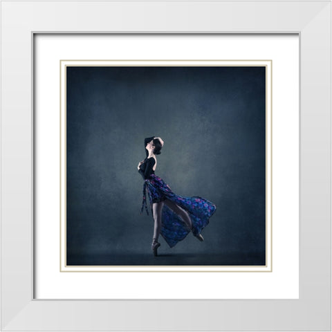 The Girl A Dance White Modern Wood Framed Art Print with Double Matting by Hasheminasab, Moein