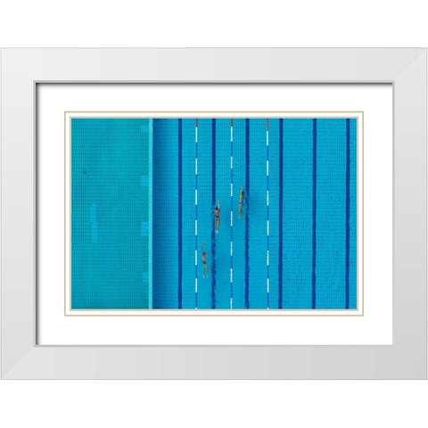 Swimming Pool White Modern Wood Framed Art Print with Double Matting by Kravanja, Jure